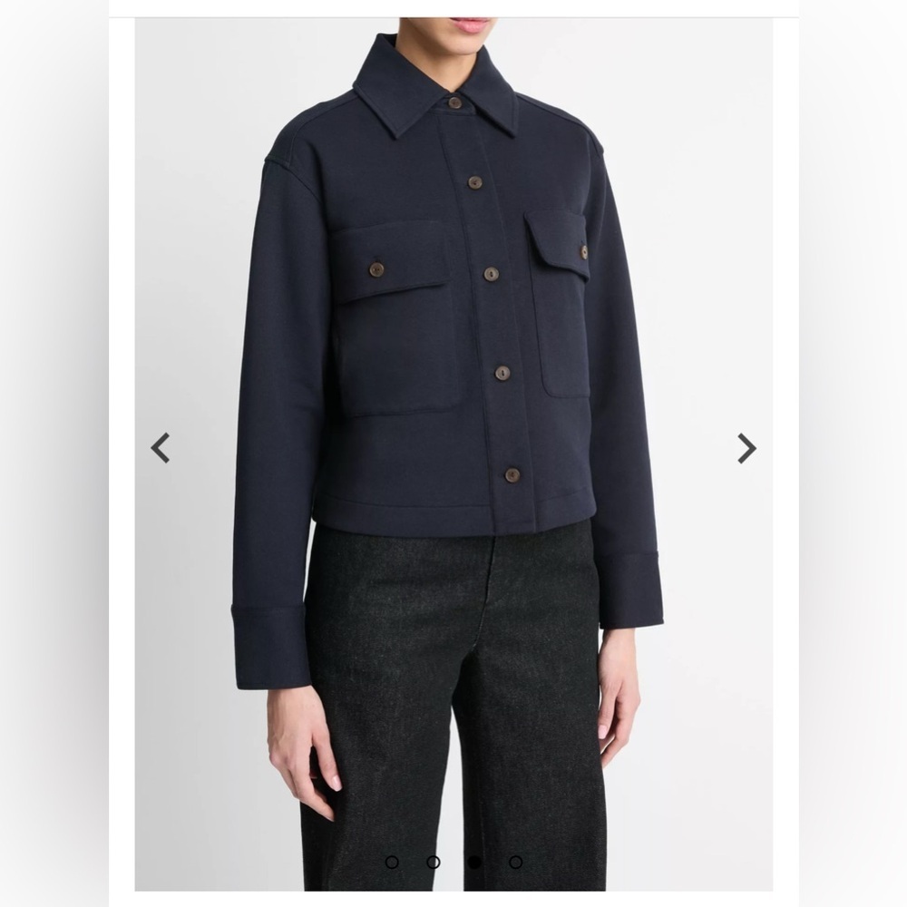 Vince Navy Knit Shirt‎ Jacket Shacket Cotton Blend Button Front Large NWT